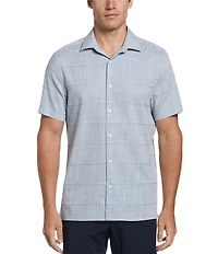Perry Ellis Short Sleeve Solid Plaid Pattern Shirt