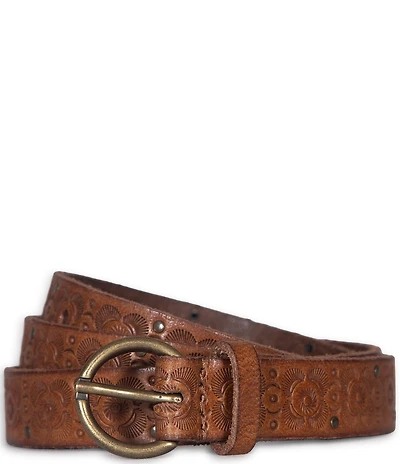 Frye 0.78#double; Tooling and Stud Leather Belt