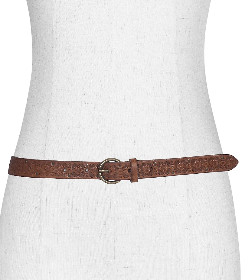 Frye 0.78#double; Tooling and Stud Leather Belt