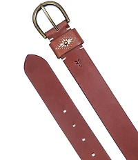 Frye 1.49#double; Embroidered Loop Leather Belt