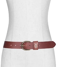 Frye 1.49#double; Embroidered Loop Leather Belt