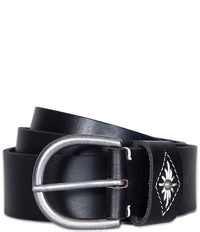 Frye 1.49#double; Embroidered Loop Leather Belt