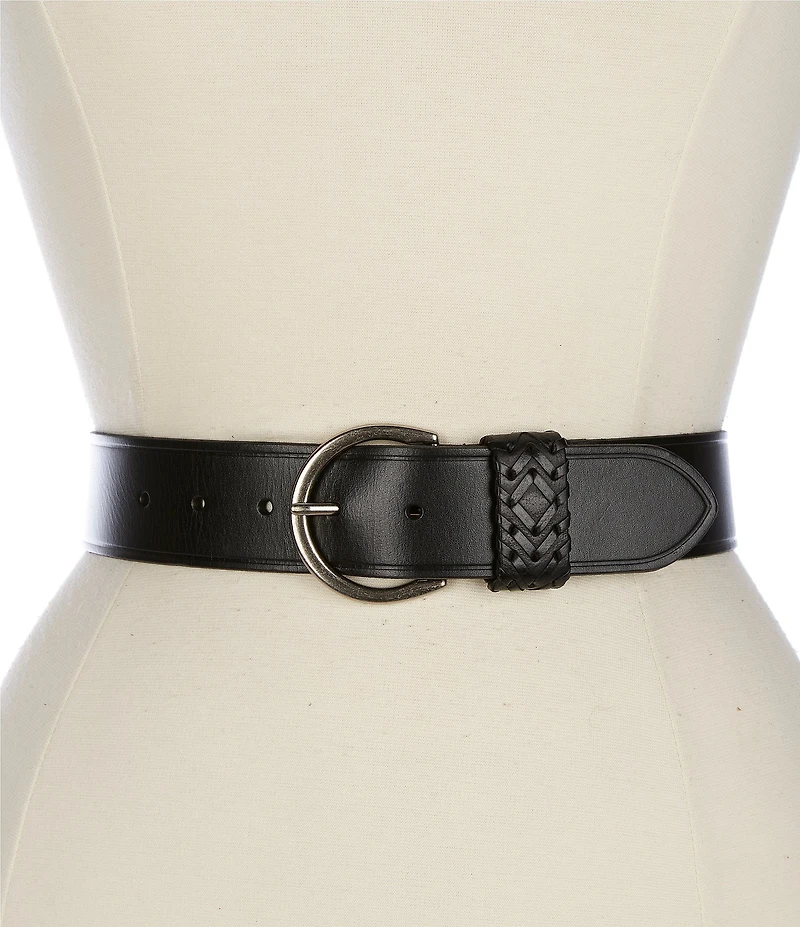 Frye 1.5#double; Woven Keeper Leather Belt