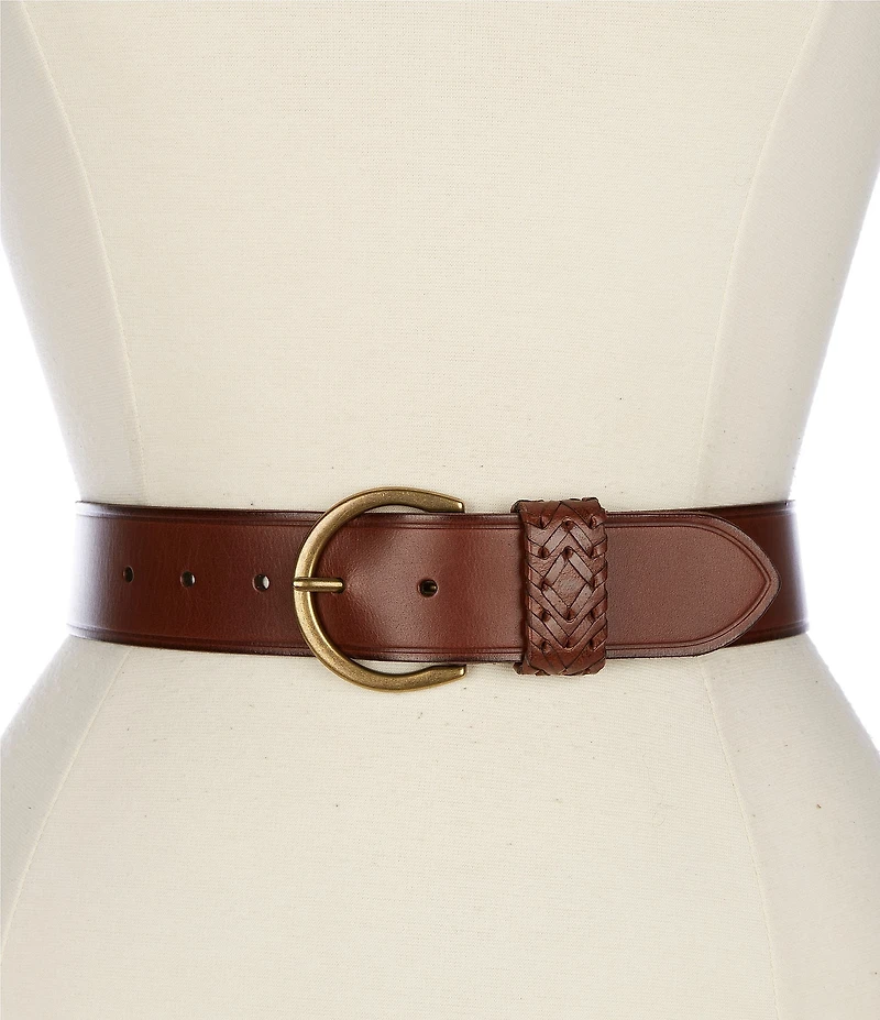 Frye 1.5#double; Woven Keeper Leather Belt