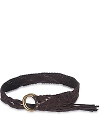 Frye 1.96#double; Woven Fringe Leather Belt