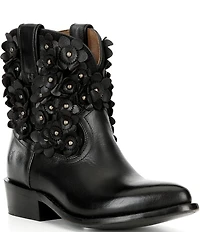 Frye Billy Leather Studded Flower Ornament Mid Calf Boots