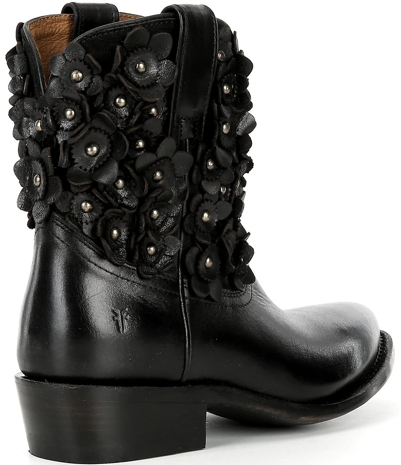 Frye Billy Leather Studded Flower Ornament Mid Calf Boots