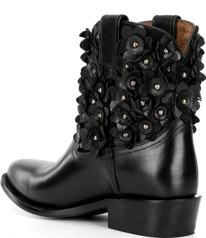 Frye Billy Leather Studded Flower Ornament Mid Calf Boots