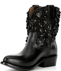 Frye Billy Leather Studded Flower Ornament Mid Calf Boots