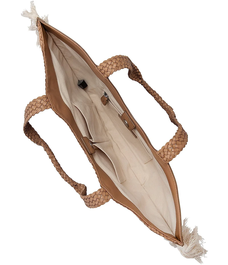 Frye Ella Woven Tassel Fringe Tote Bag