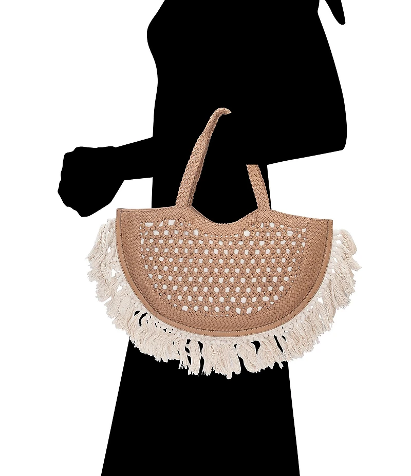 Frye Ella Woven Tassel Fringe Tote Bag
