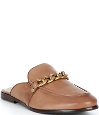 Frye Faith Leather Chain Hardware Detail Loafer Mules