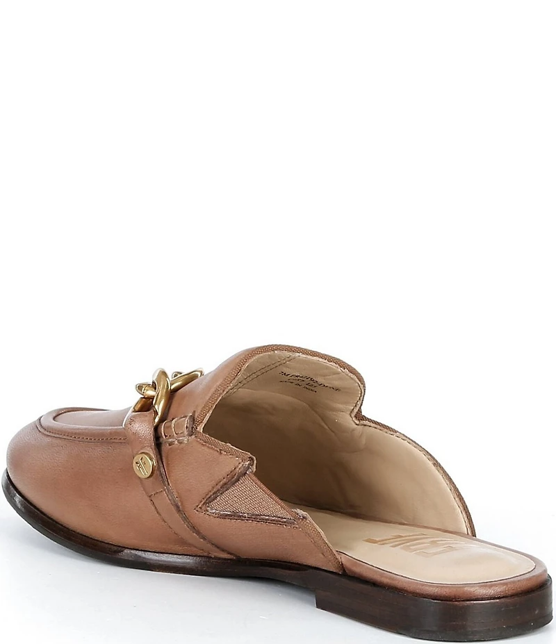 Frye Faith Leather Chain Hardware Detail Loafer Mules