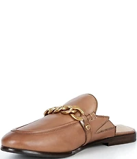 Frye Faith Leather Chain Hardware Detail Loafer Mules