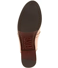 Frye Faith Leather Chain Hardware Detail Loafer Mules