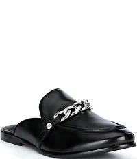 Frye Faith Leather Chain Hardware Detail Loafer Mules