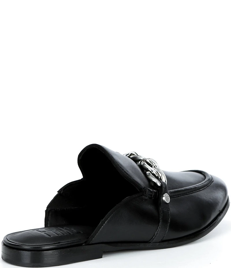Frye Faith Leather Chain Hardware Detail Loafer Mules