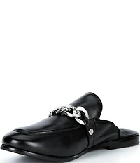 Frye Faith Leather Chain Hardware Detail Loafer Mules
