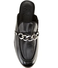 Frye Faith Leather Chain Hardware Detail Loafer Mules