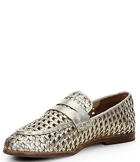 Frye Faith Woven Leather Penny Loafers