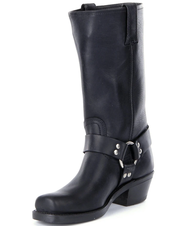 Frye Women's Leather 12R O-Ring Harness Hardware Square Toe Tall Moto Boots