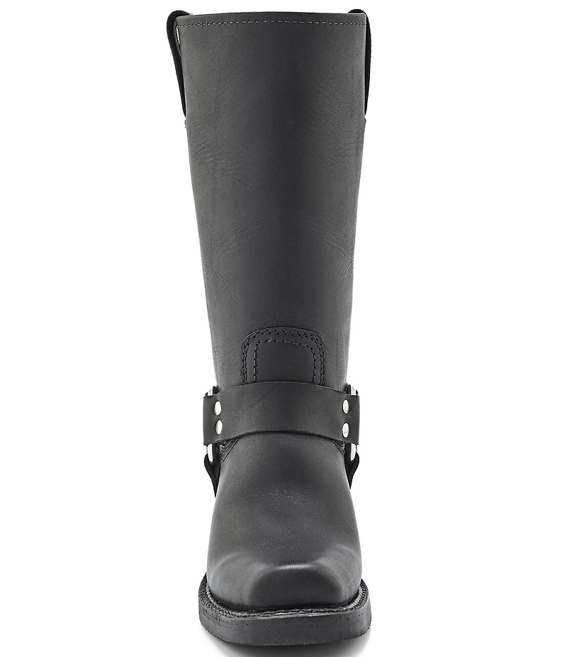 Frye Women's Leather 12R O-Ring Harness Hardware Square Toe Tall Moto Boots