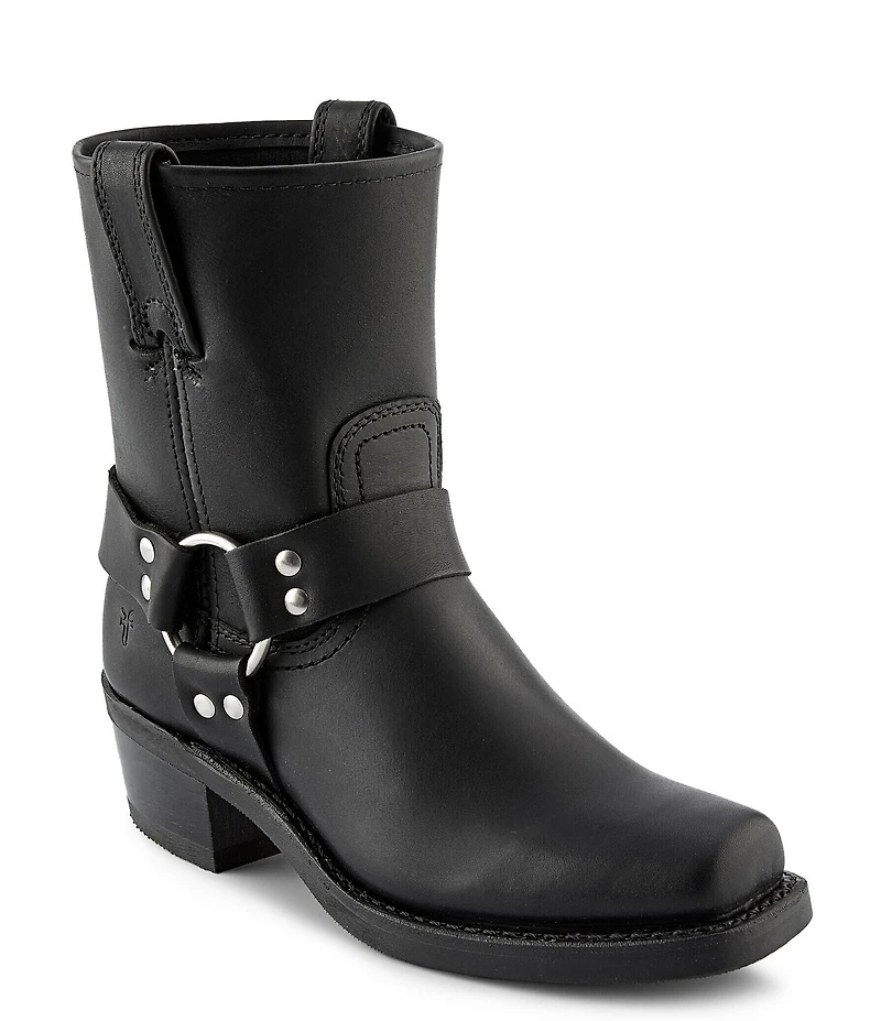 Frye Harness Leather 8R Leather O-Ring Harness Hardware Square Toe Moto Boots
