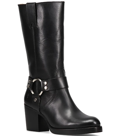 Frye Jean Leather O-Ring Harness Hardware Tall Boots