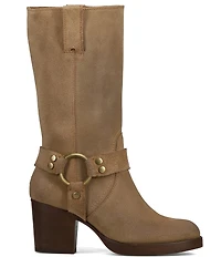 Frye Jean Suede O-Ring Harness Hardware Tall Boots