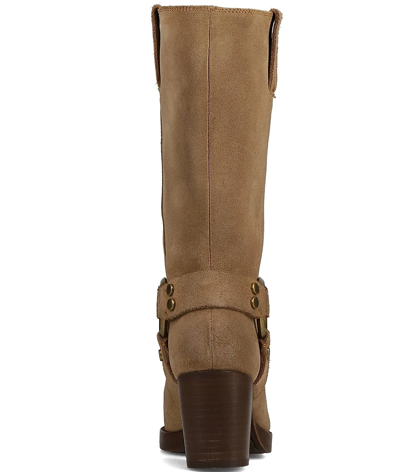 Frye Jean Suede O-Ring Harness Hardware Tall Boots