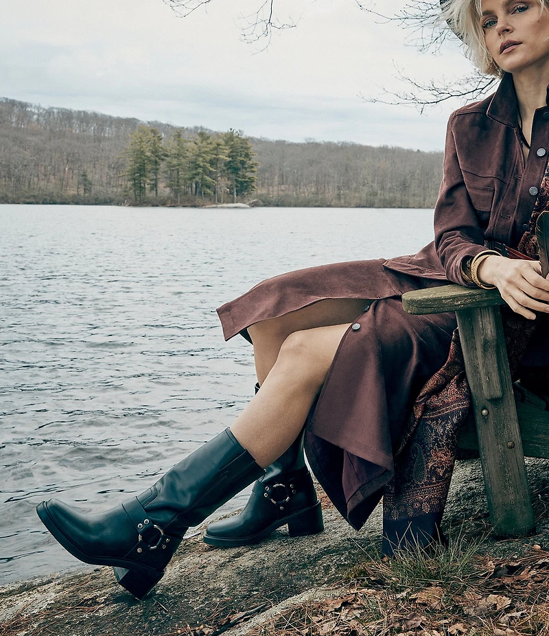 Frye Kate Leather O-Ring Hardware Moto Boots