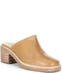 Frye Kate Leather Square Toe Block Heel Mules