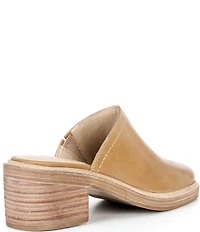 Frye Kate Leather Square Toe Block Heel Mules