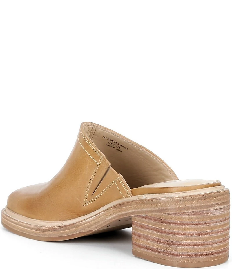Frye Kate Leather Square Toe Block Heel Mules