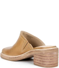 Frye Kate Leather Square Toe Block Heel Mules