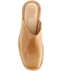 Frye Kate Leather Square Toe Block Heel Mules