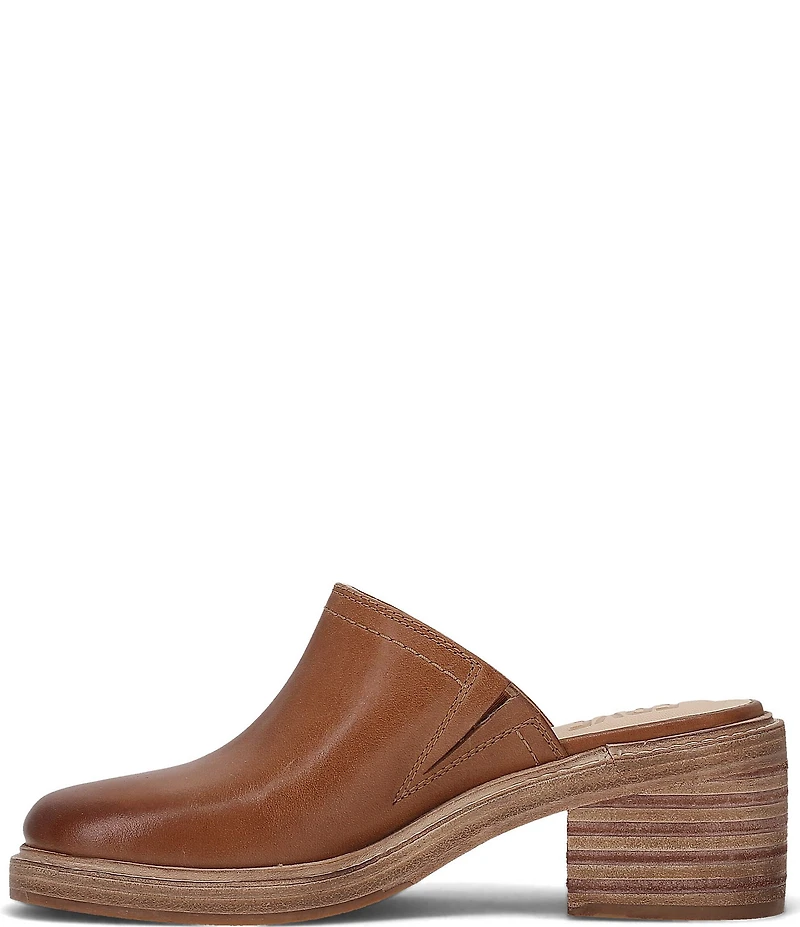 Frye Kate Leather Square Toe Block Heel Mules