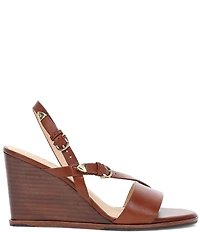 Frye Rachel Leather Buckle Slingback Wedge Sandals