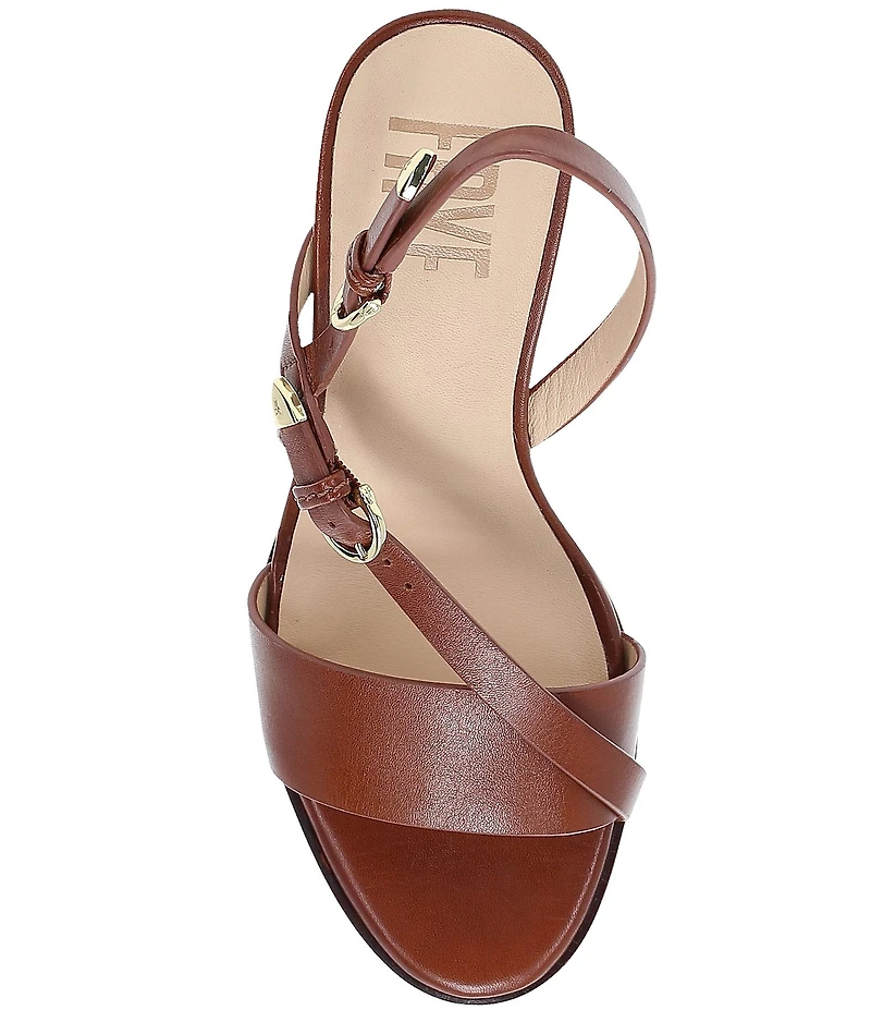 Frye Rachel Leather Buckle Slingback Wedge Sandals