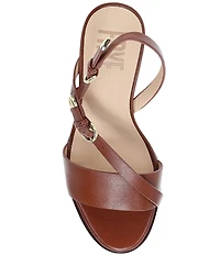 Frye Rachel Leather Buckle Slingback Wedge Sandals