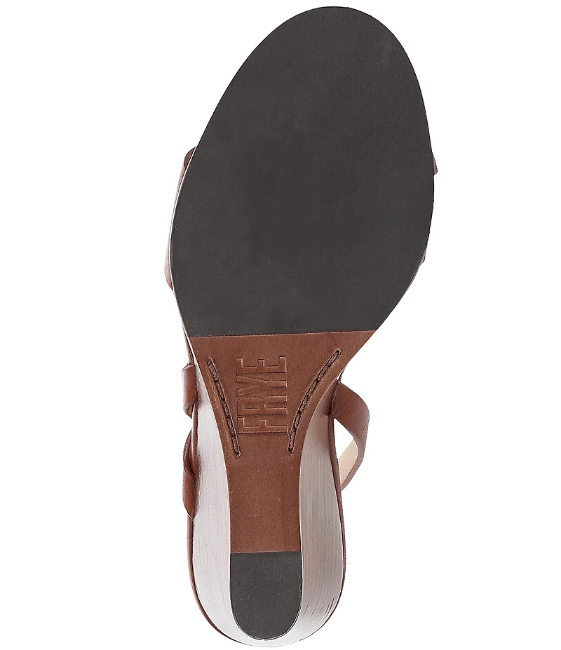 Frye Rachel Leather Buckle Slingback Wedge Sandals