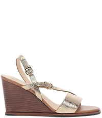 Frye Rachel Leather Buckle Slingback Wedge Sandals