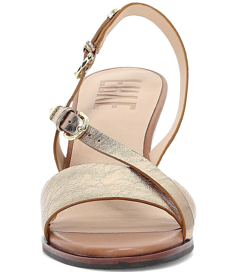 Frye Rachel Leather Buckle Slingback Wedge Sandals