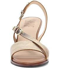Frye Rachel Leather Buckle Slingback Wedge Sandals