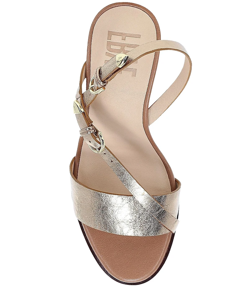 Frye Rachel Leather Buckle Slingback Wedge Sandals