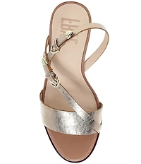 Frye Rachel Leather Buckle Slingback Wedge Sandals