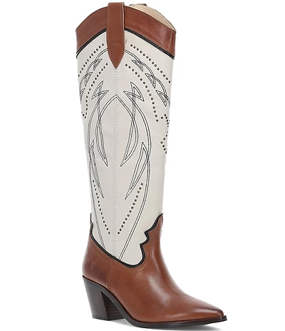 Frye Sara Western Stud Tall Leather Boots