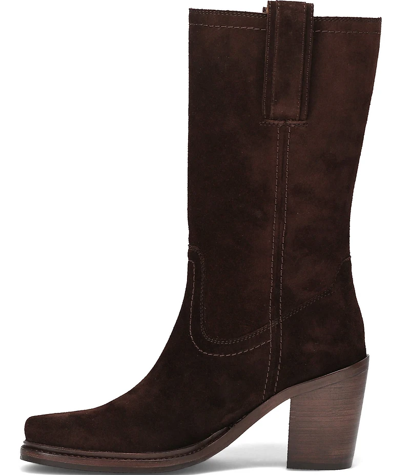 Frye Sedona Mid Calf Suede D-Ring Block Heel Boots