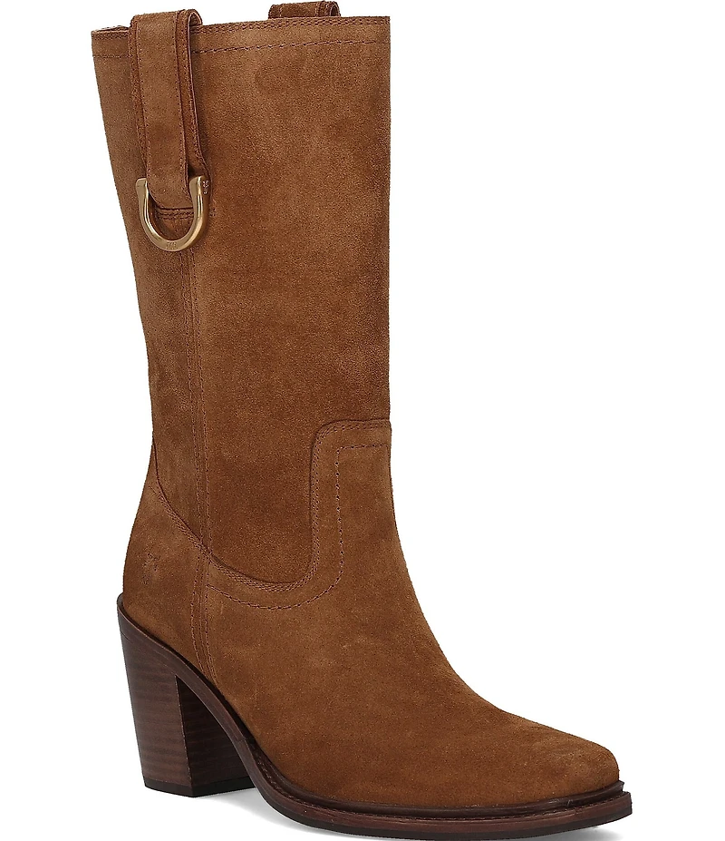 Frye Sedona Mid Calf Suede D-Ring Block Heel Boots