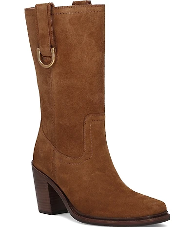 Frye Sedona Mid Calf Suede D-Ring Block Heel Boots